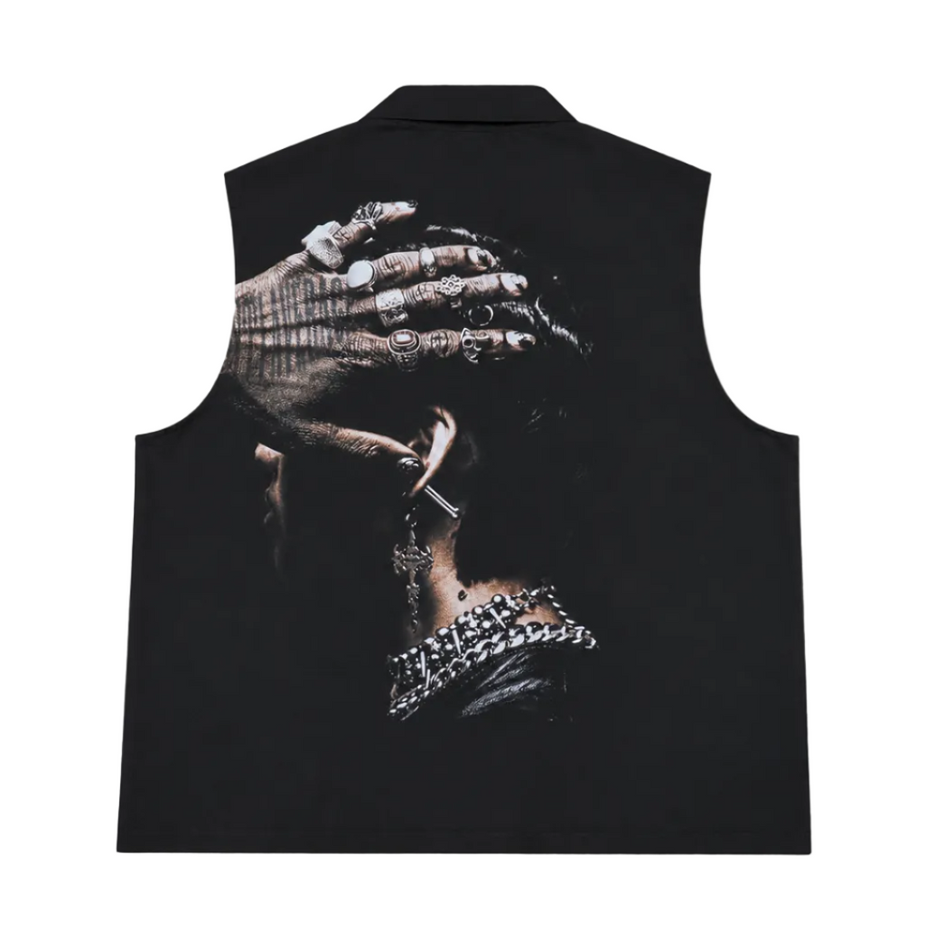 Sleeveless Button-Up