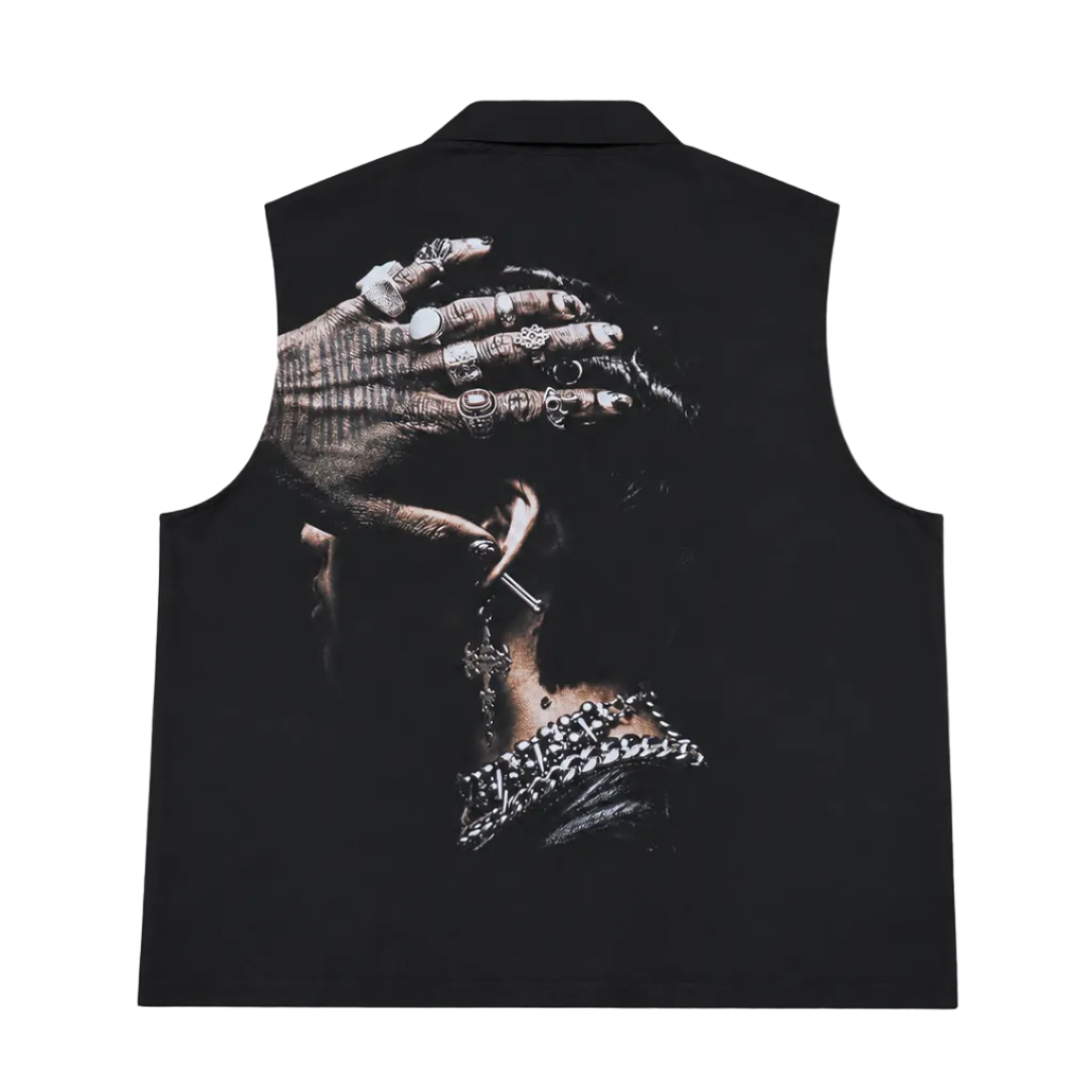 Sleeveless Button-Up
