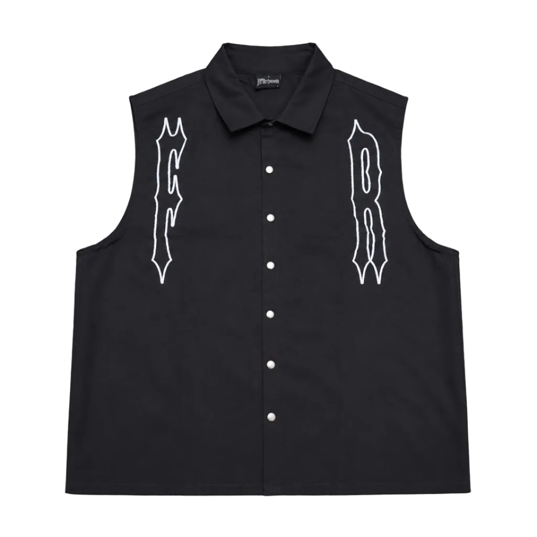 Sleeveless Button-Up